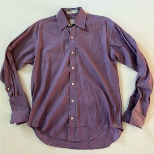 CRAIG TAYLOR Men's Long Sleeve Dress Shirt, Size Small Purple Striped‎